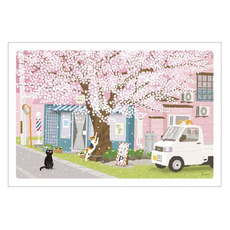 Tabineko Postcard with cats in Japan | spring