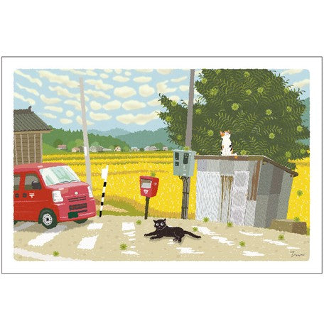 Tabineko Postcard with cats in Japan | autumn