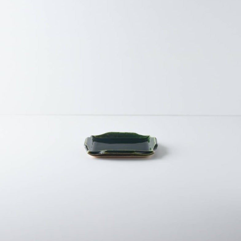 Minoyaki green square plate S