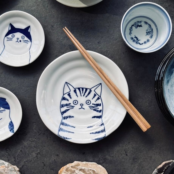 shichita cat plate 16cm made in Japan